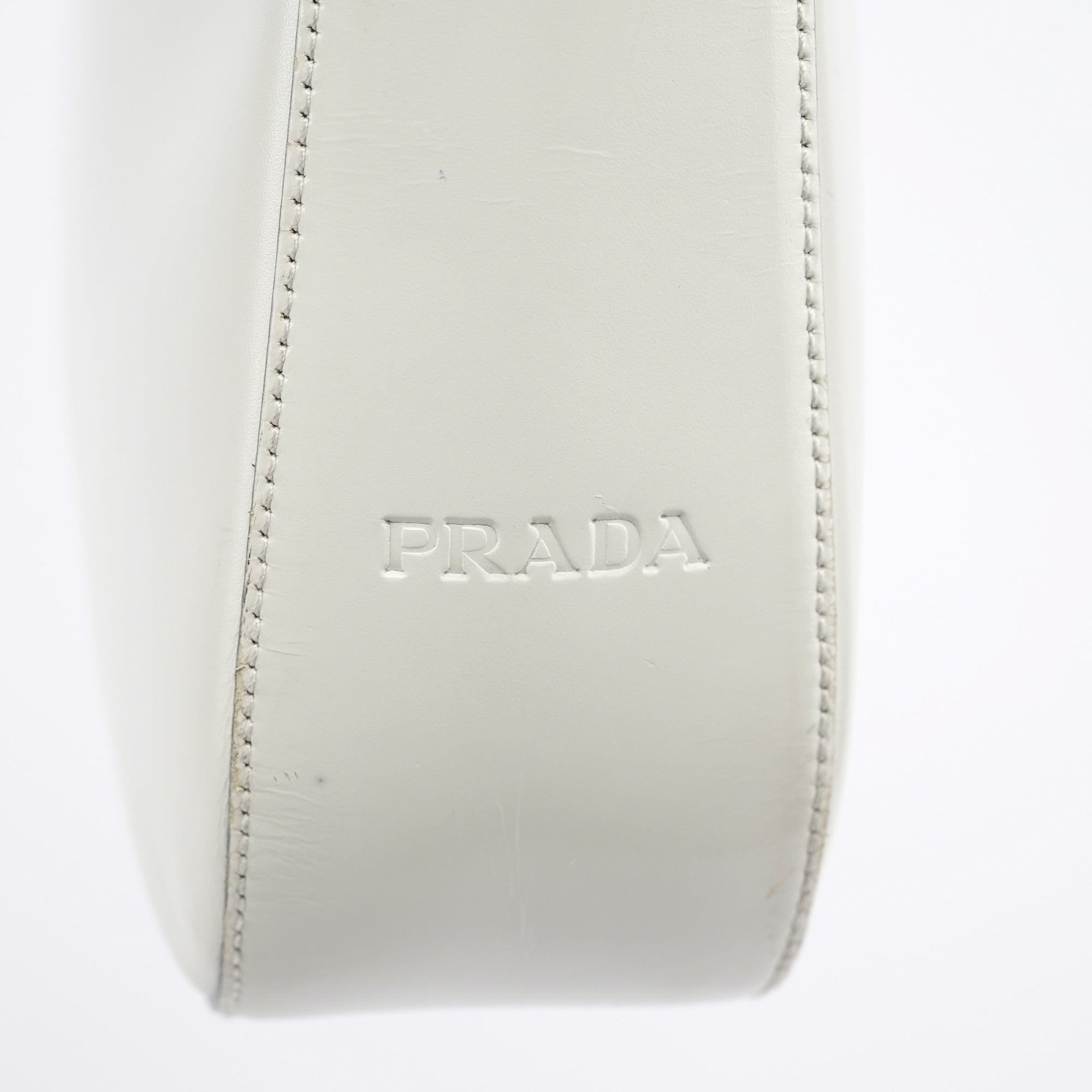 1998 White Vitello Metal Campaign Shoulder Bag