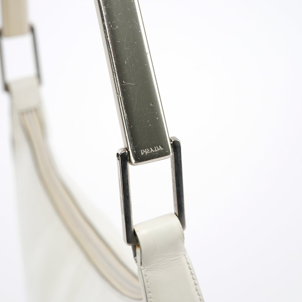 1998 White Vitello Metal Campaign Shoulder Bag
