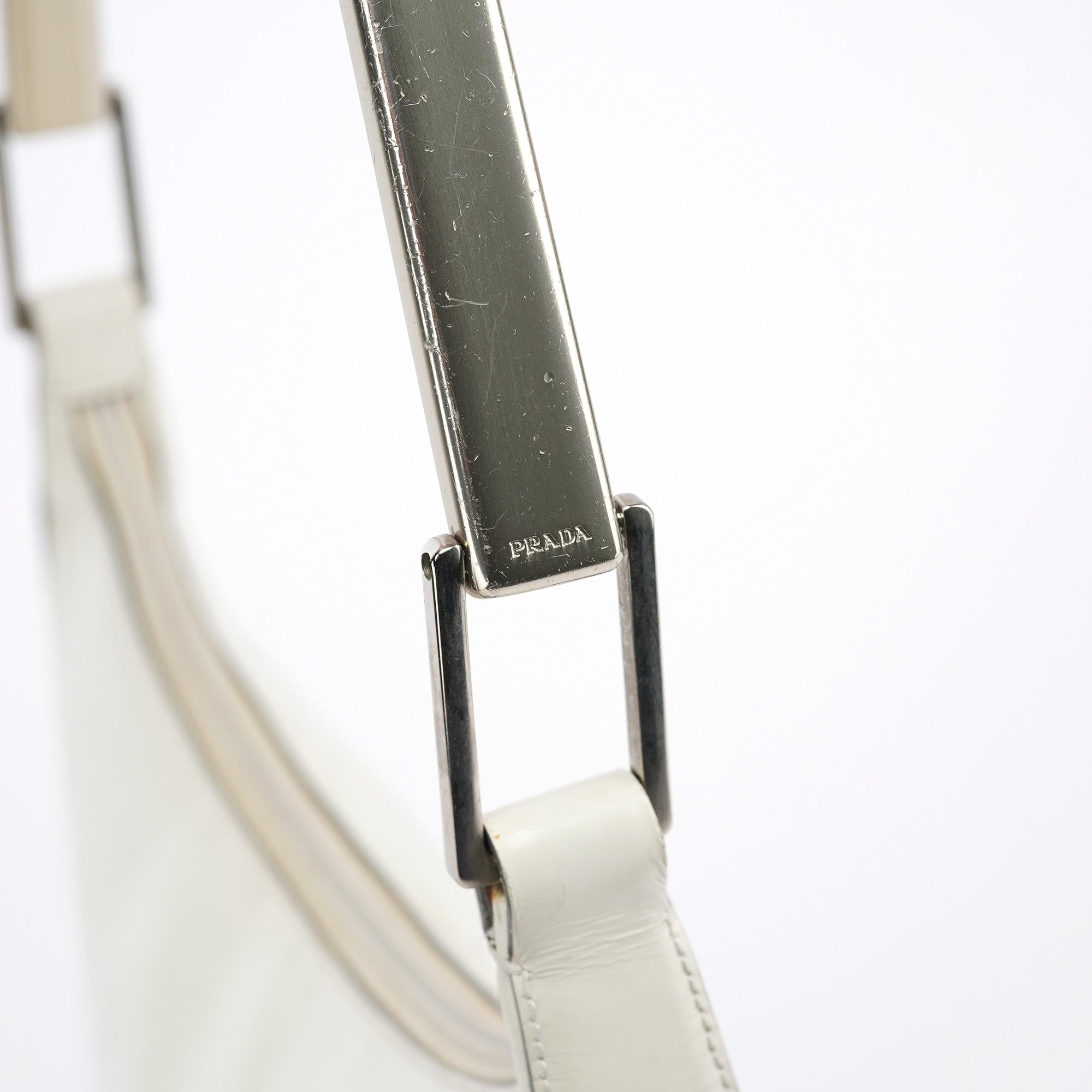 1998 White Vitello Metal Campaign Shoulder Bag