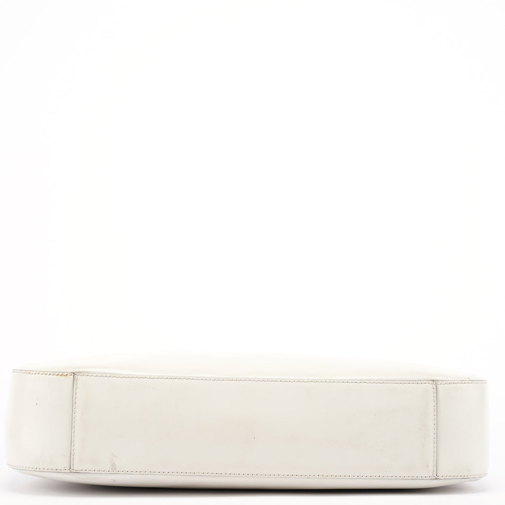 1998 White Vitello Metal Campaign Shoulder Bag