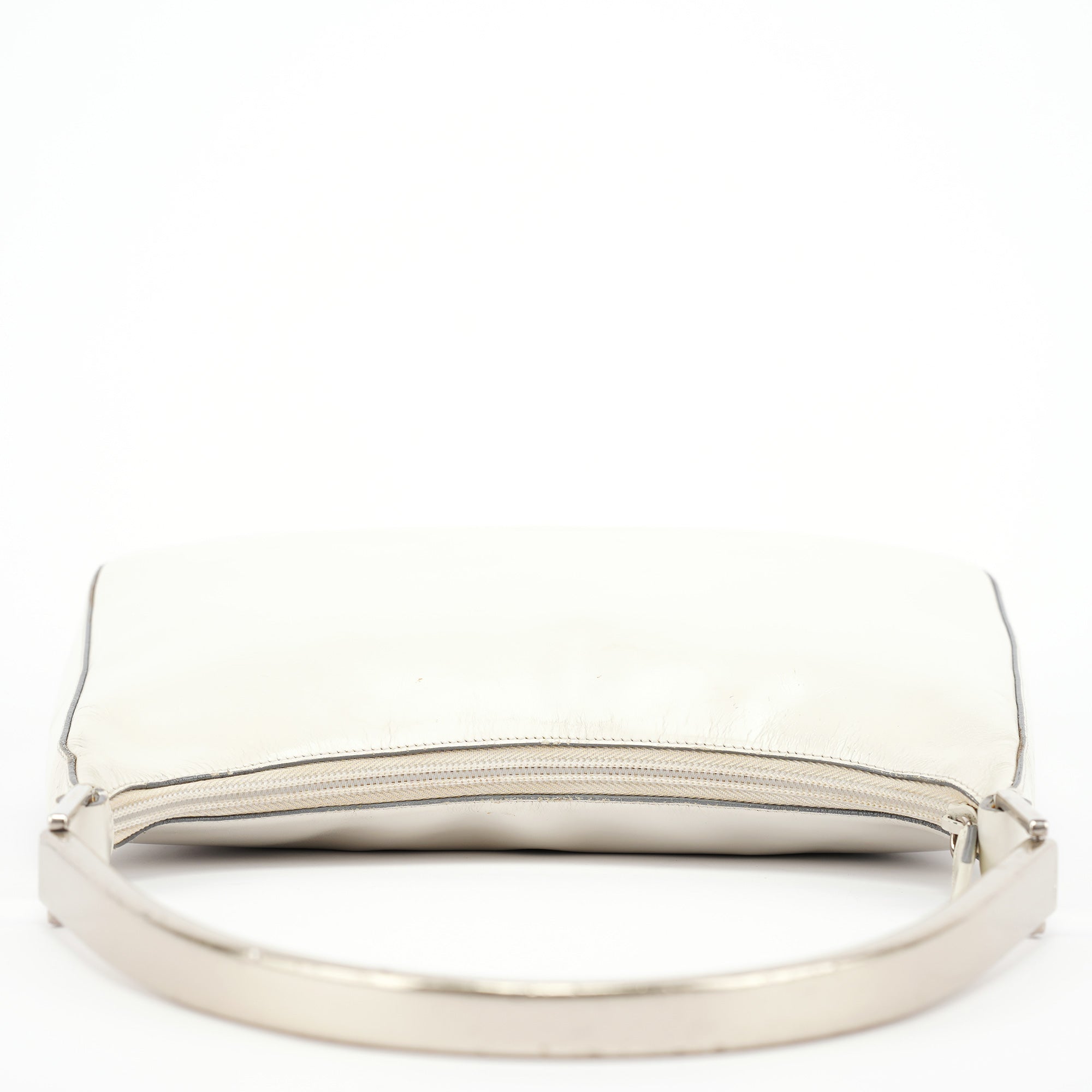 1998 White Vitello Metal Campaign Shoulder Bag