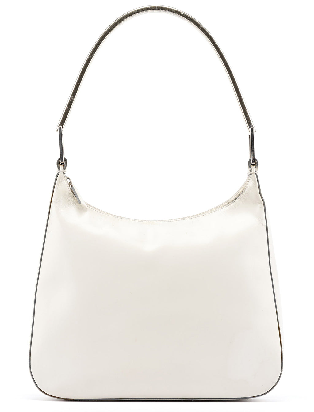 1998 White Vitello Metal Campaign Shoulder Bag