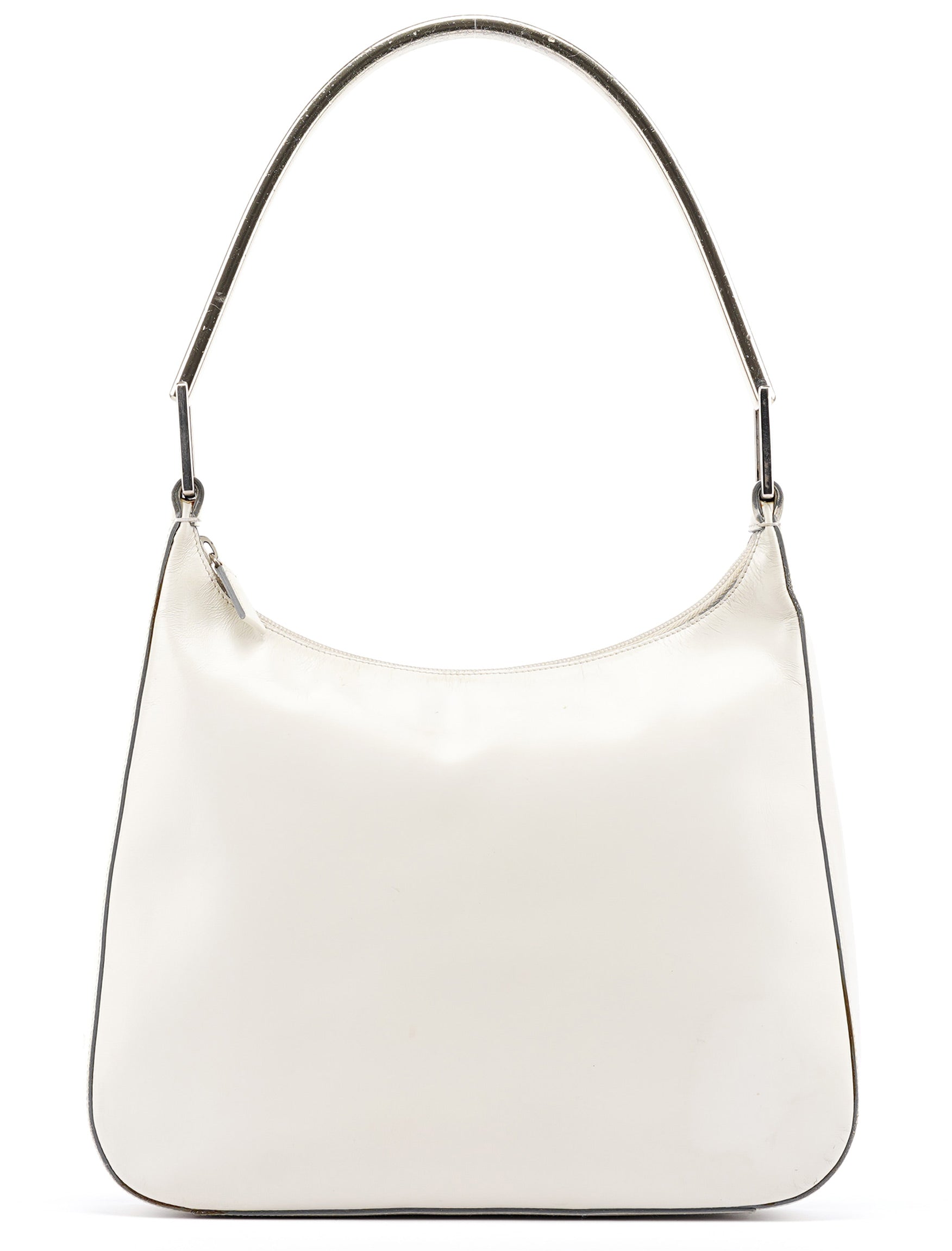 1998 White Vitello Metal Campaign Shoulder Bag