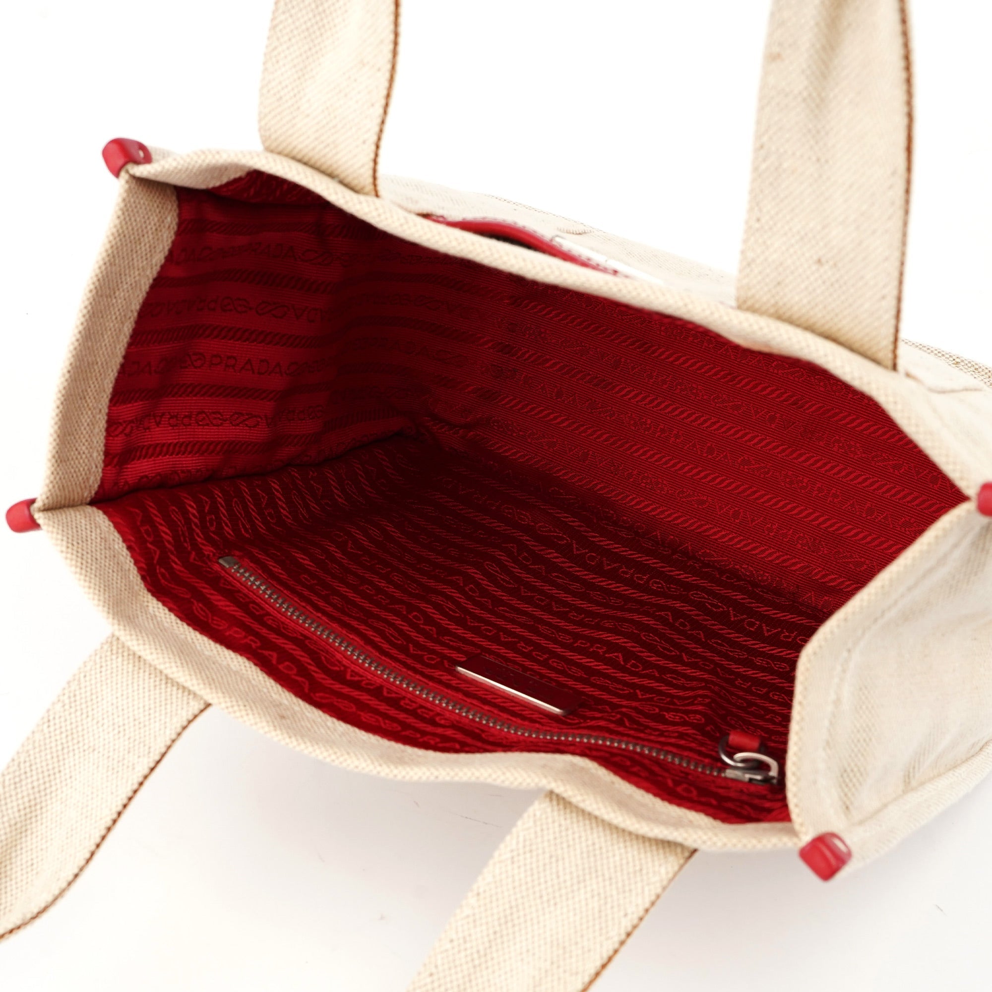 1999 Beige Red Canapa Sport Tote