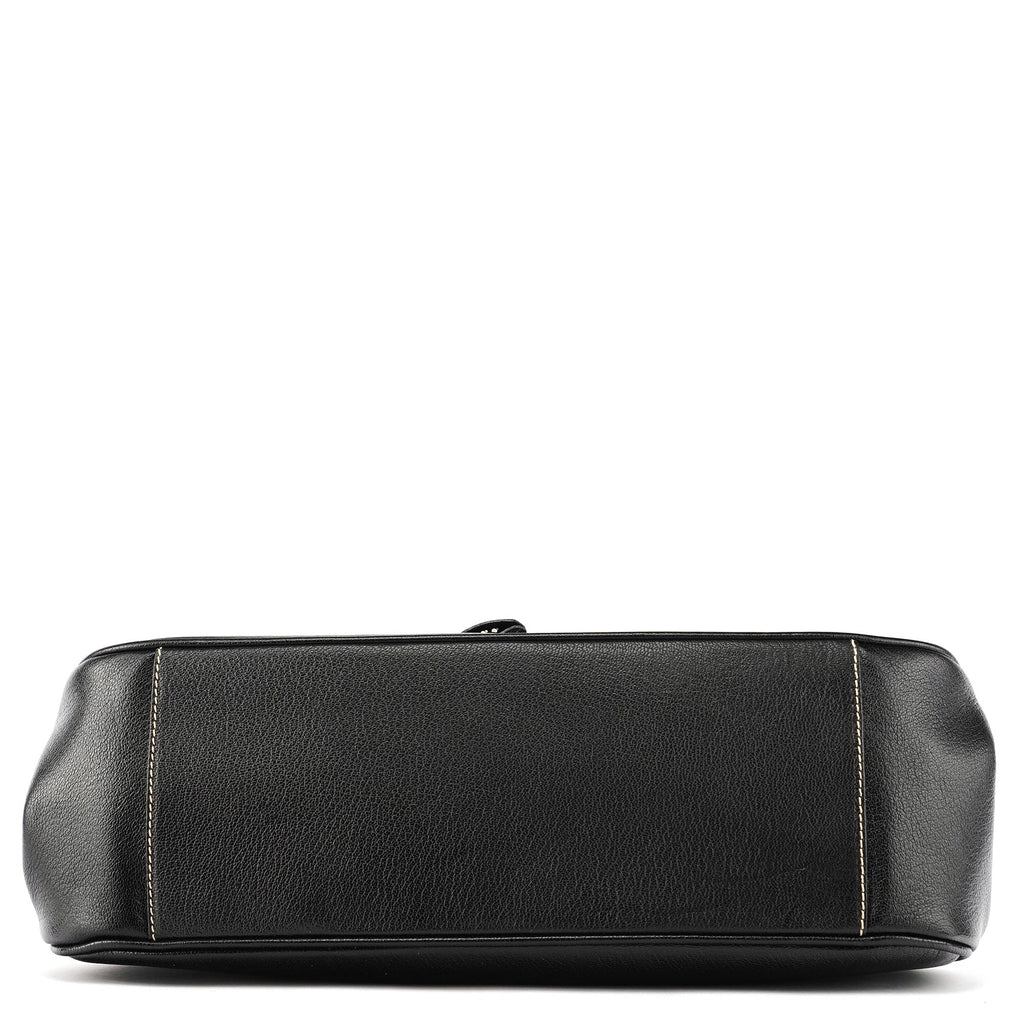 2000 Black Leather Keylock Clutch Top Handle Bag