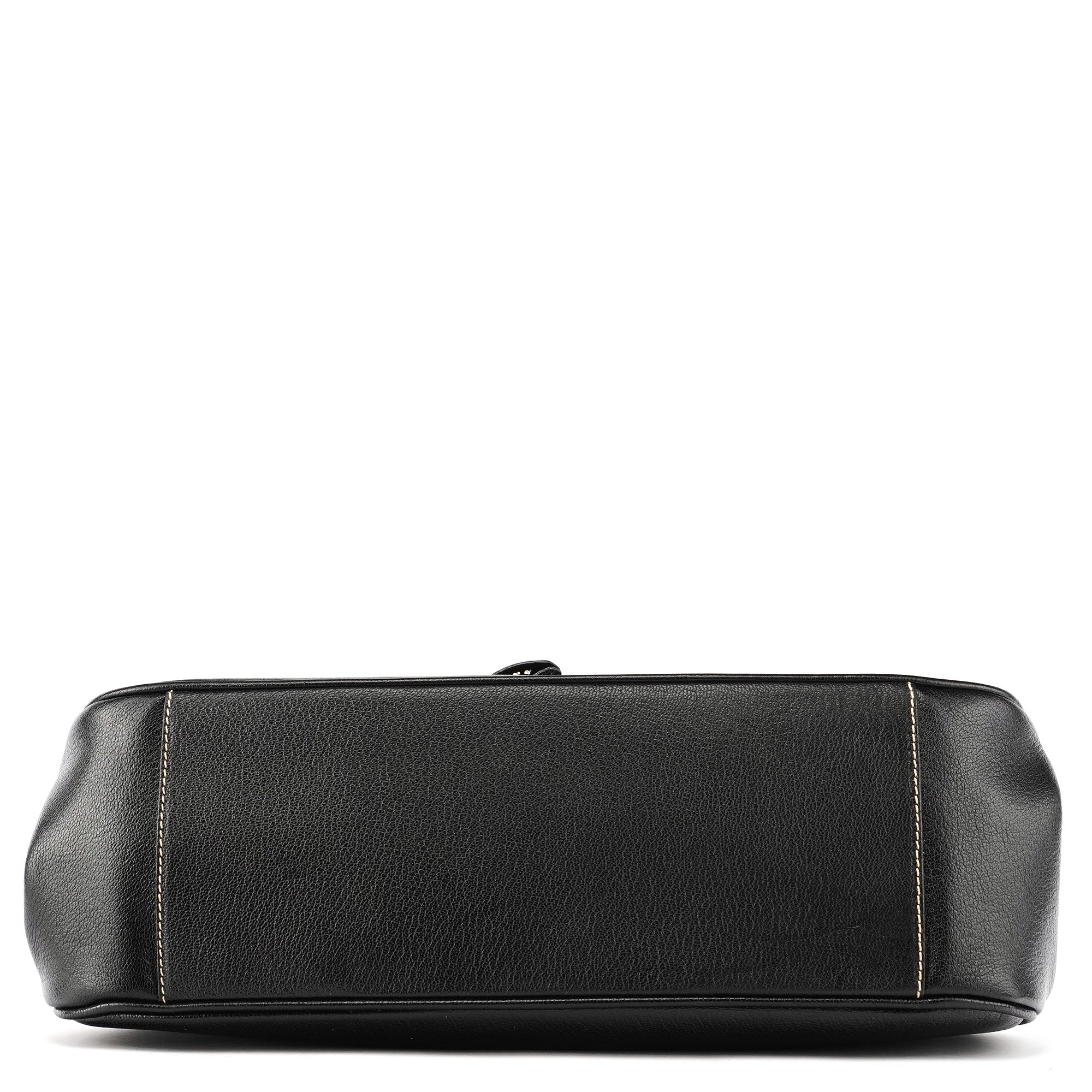 2000 Black Leather Keylock Clutch Top Handle Bag