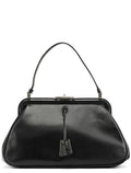 2000 Black Leather Keylock Clutch Top Handle Bag