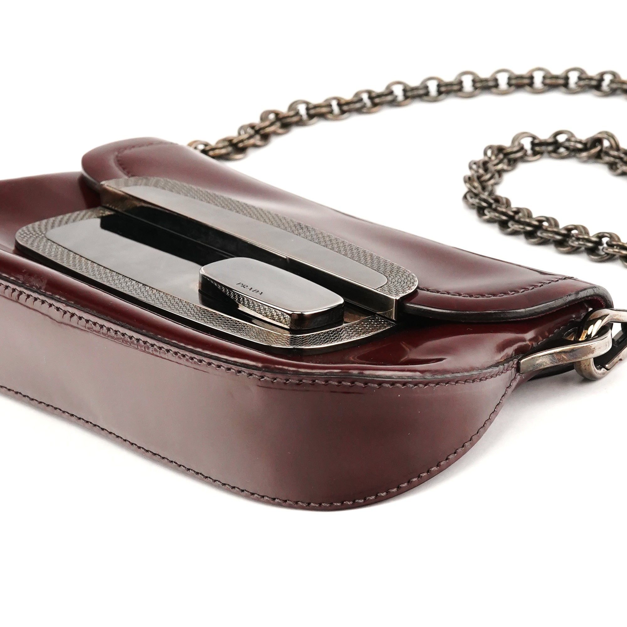 2004 Burgundy Spazzolato Mirror Shoulder Bag