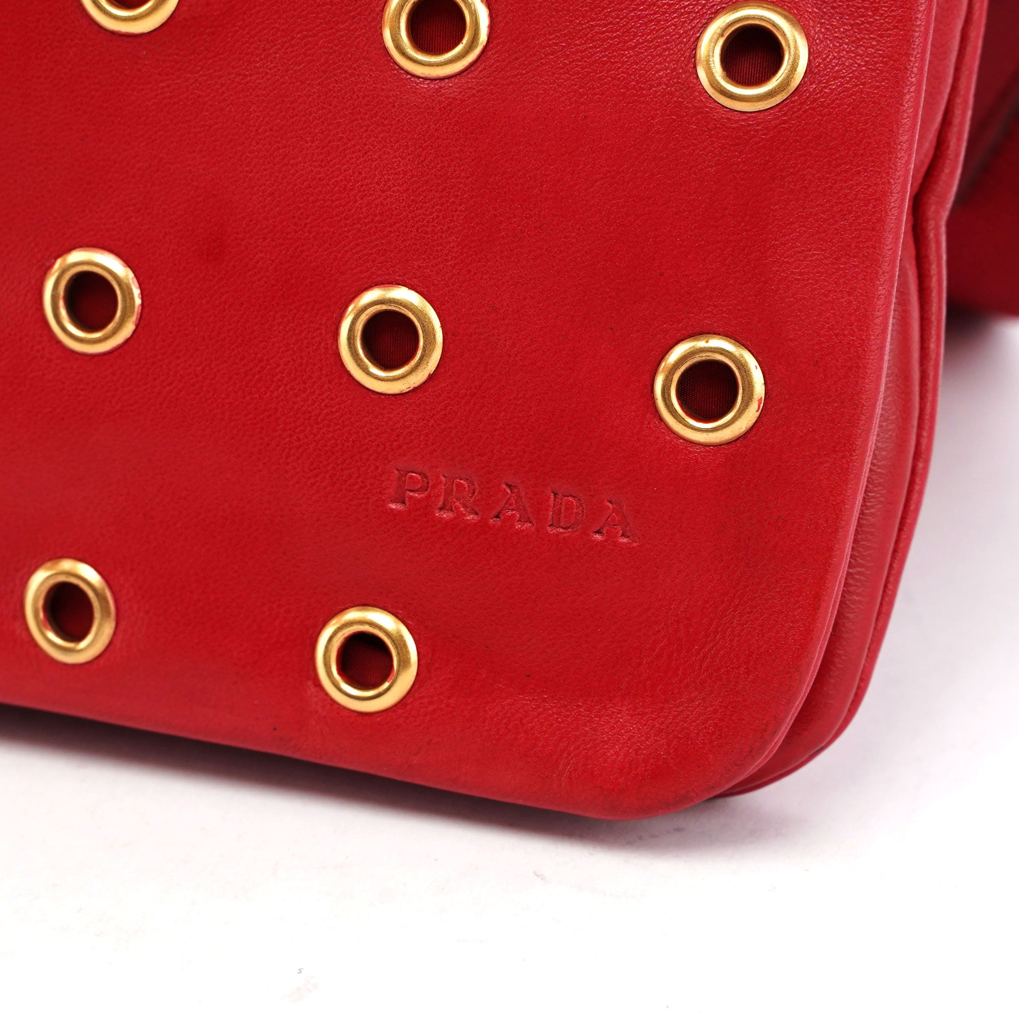 Prada Red Leather Shoulder Bag