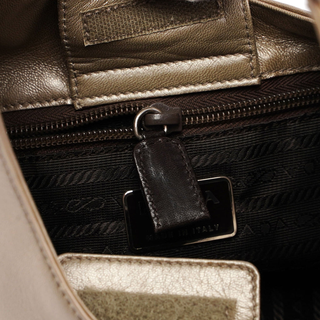 Prada Beige Leather Asymmetrical Hobo Bag