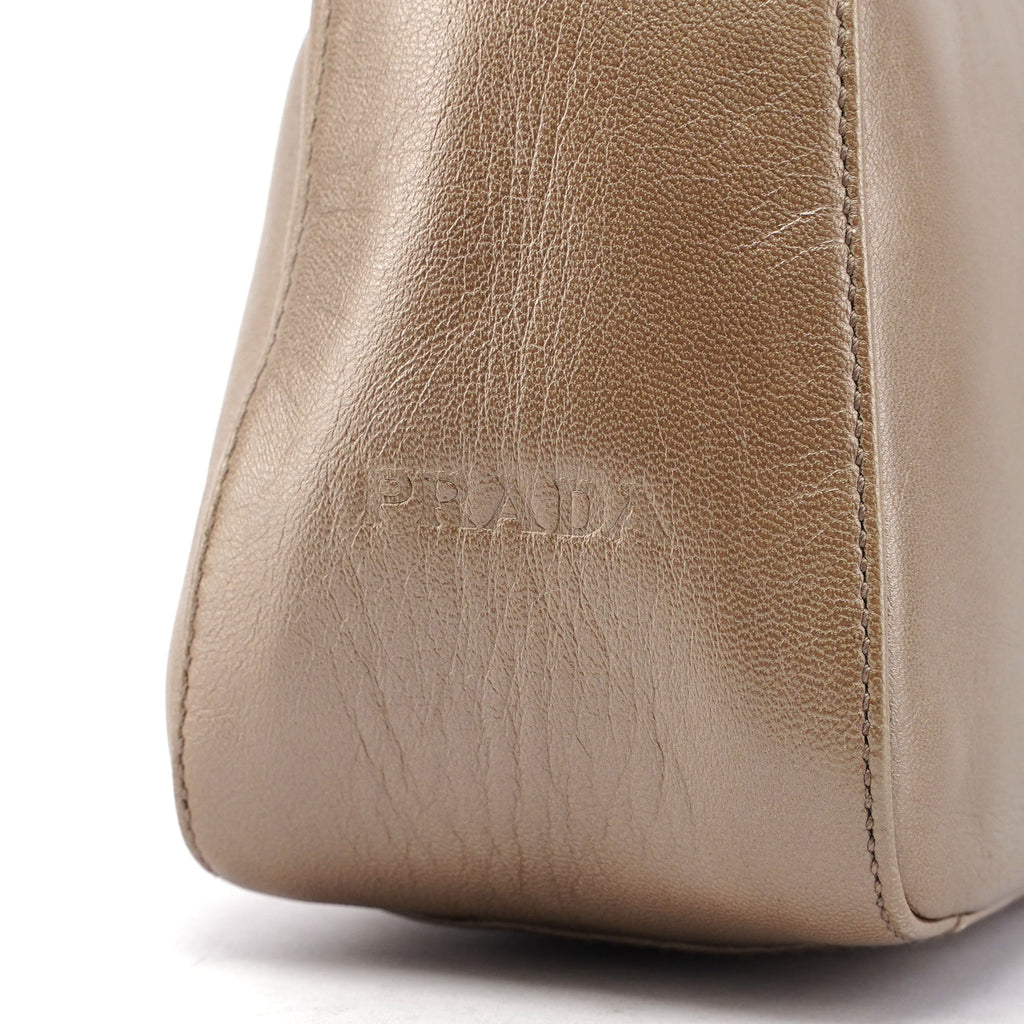 Prada Beige Leather Asymmetrical Hobo Bag