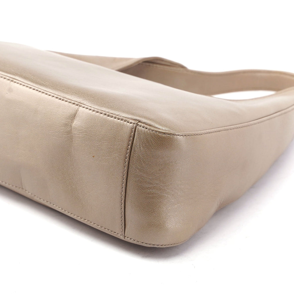 Prada Beige Leather Asymmetrical Hobo Bag