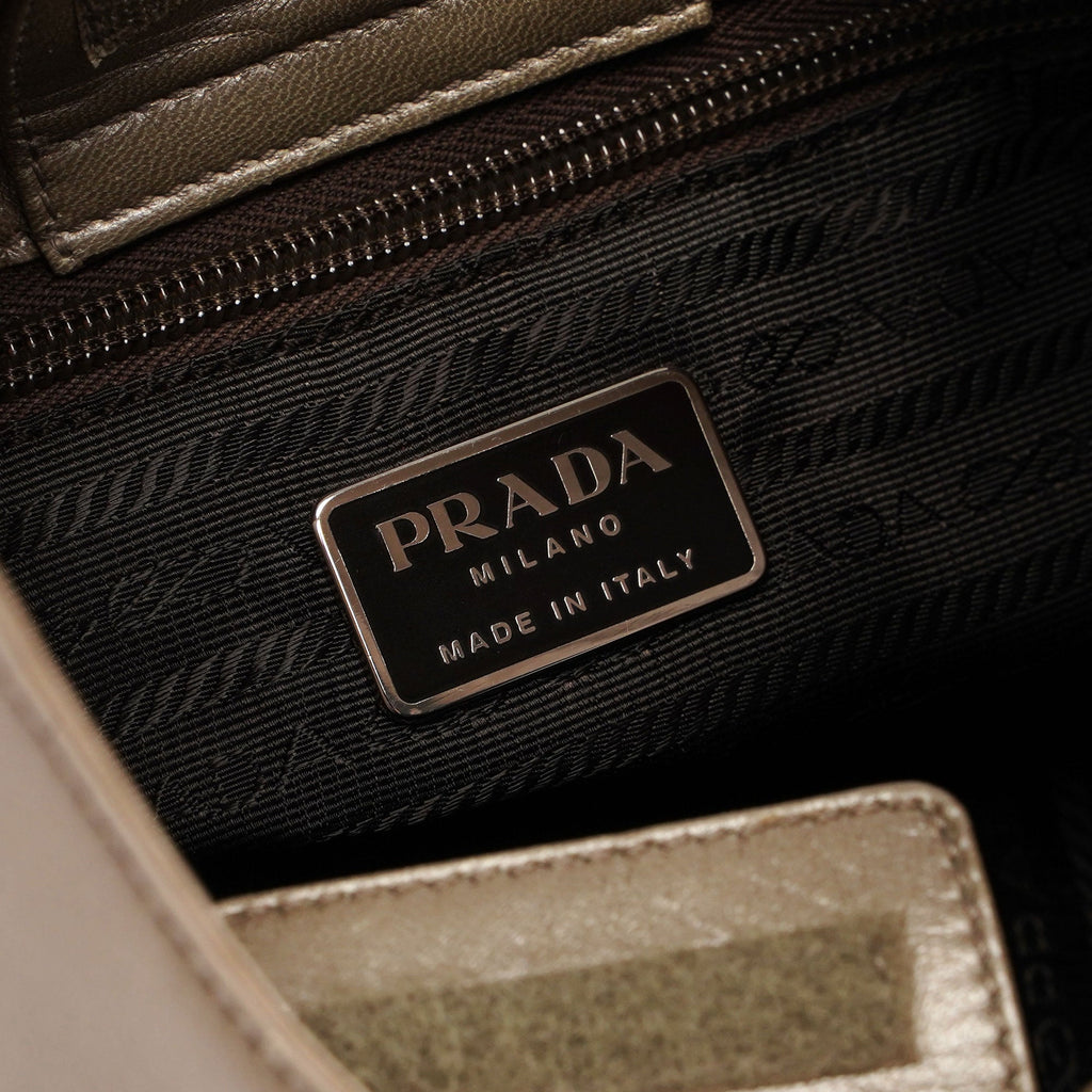 Prada Beige Leather Asymmetrical Hobo Bag