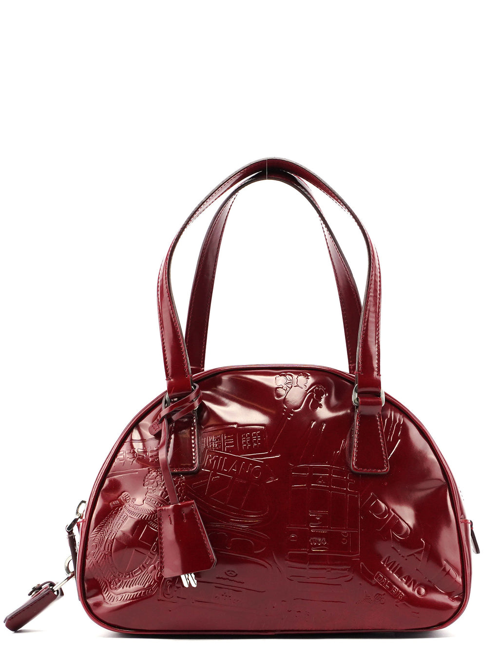 5347. Prada Red Patent Leather Stamped Tote