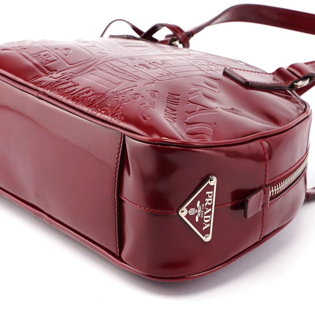 5347. Prada Red Patent Leather Stamped Tote