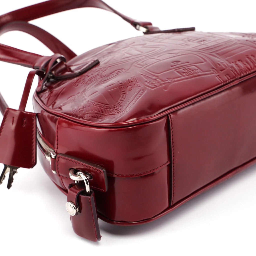 5347. Prada Red Patent Leather Stamped Tote