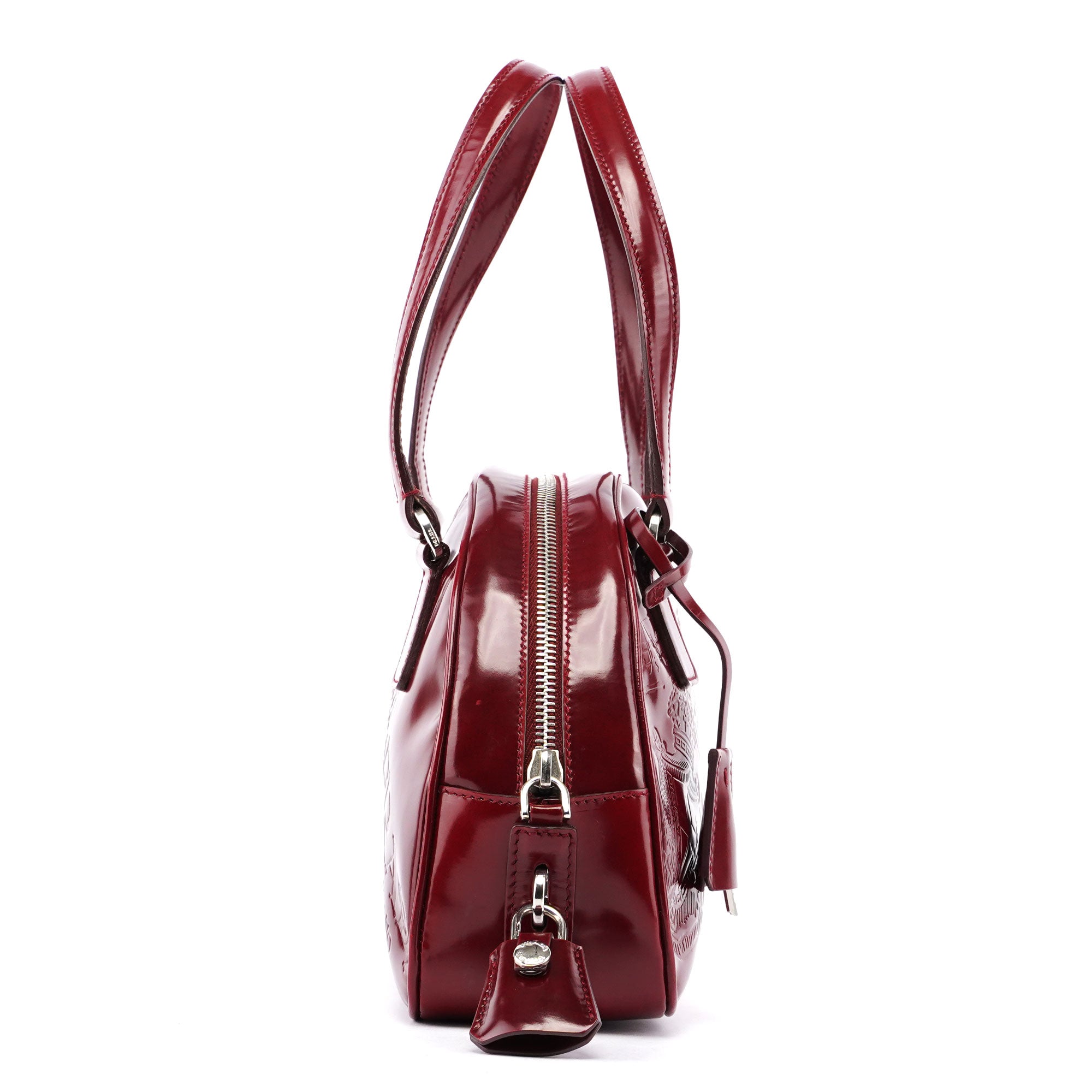 5347. Prada Red Patent Leather Stamped Tote