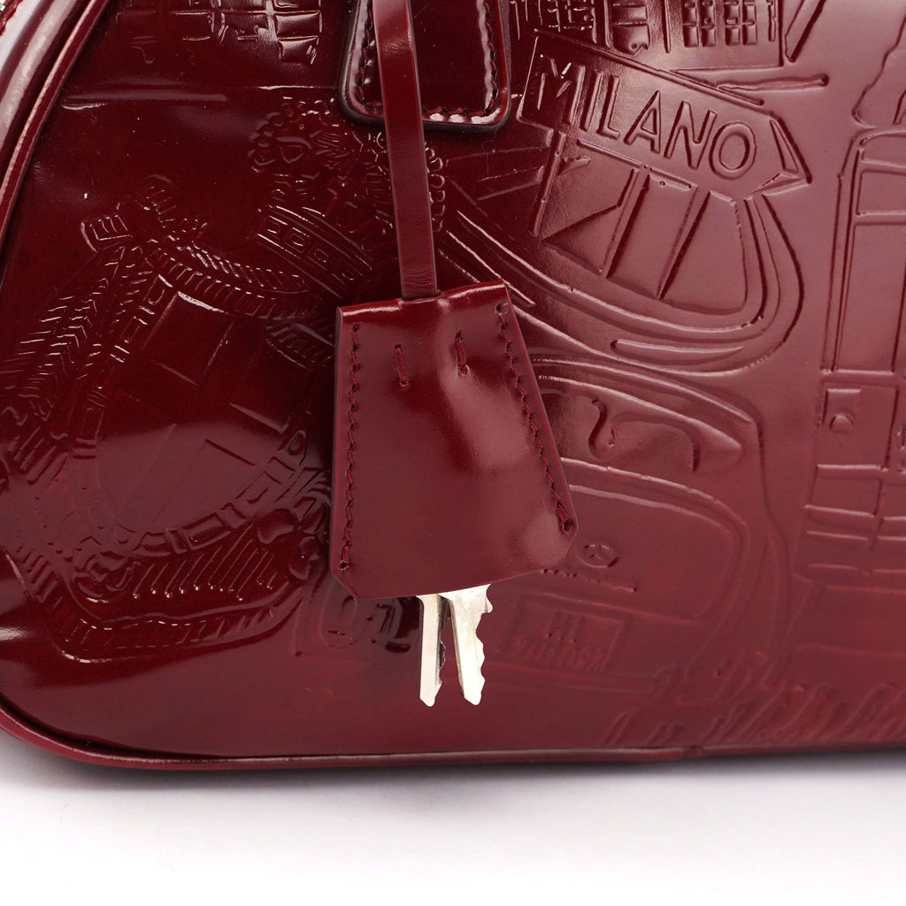 5347. Prada Red Patent Leather Stamped Tote