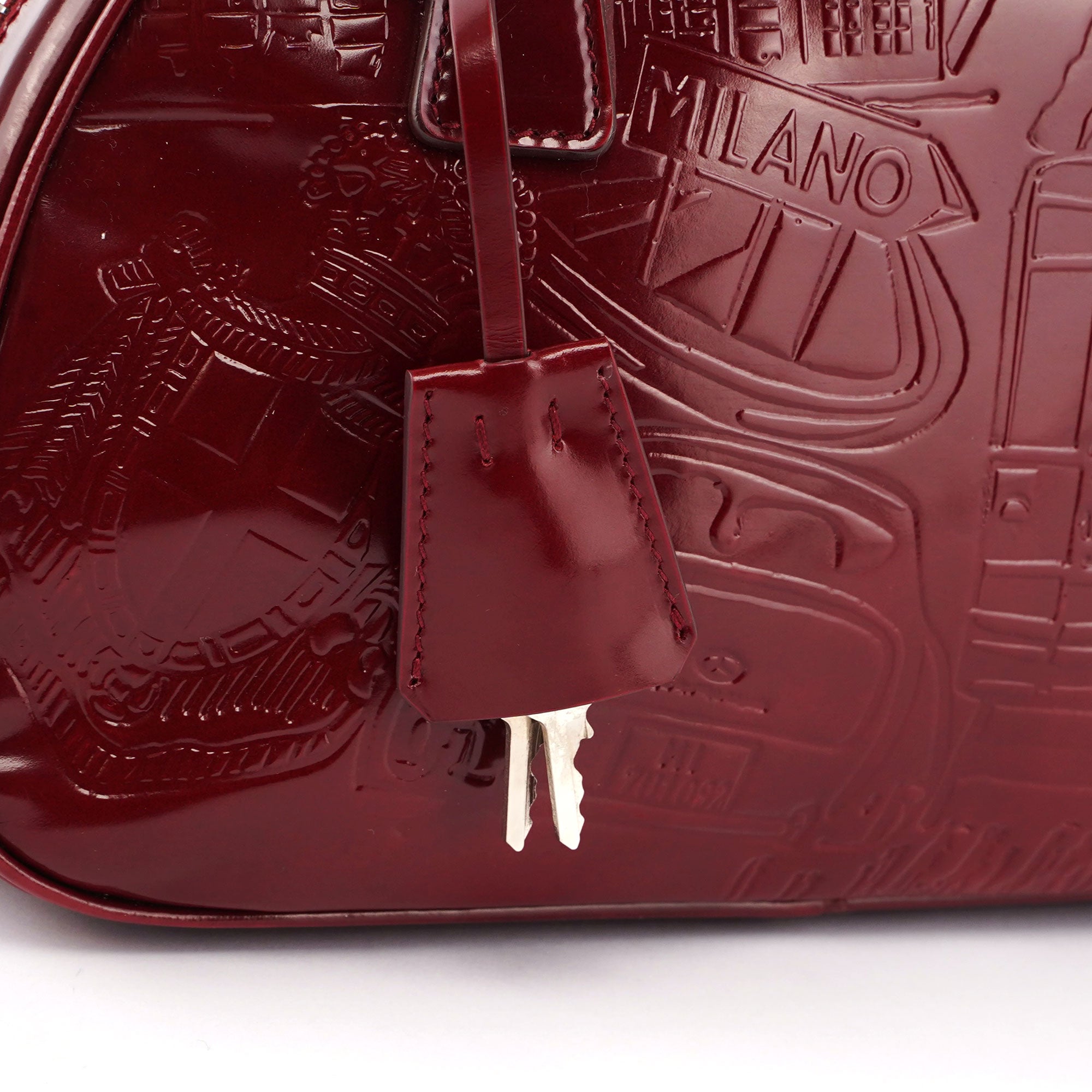 5347. Prada Red Patent Leather Stamped Tote