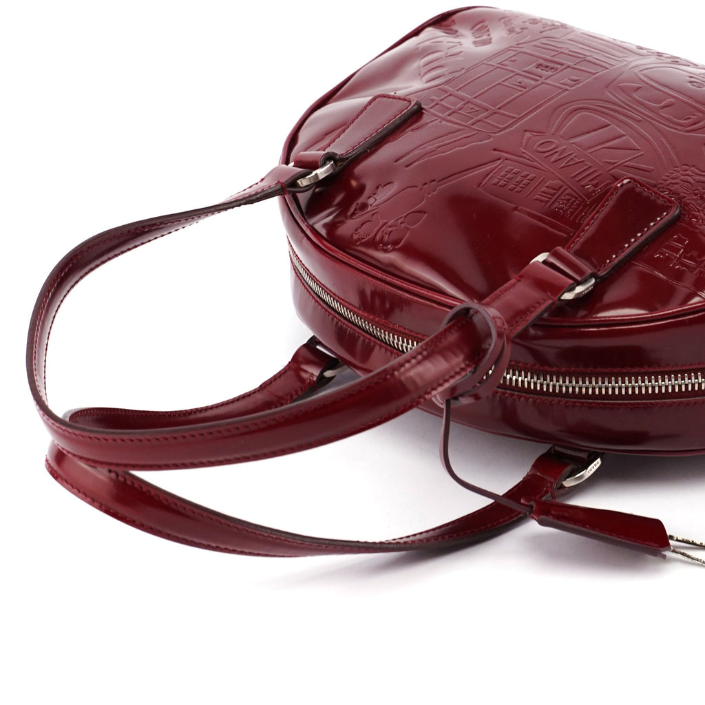 5347. Prada Red Patent Leather Stamped Tote