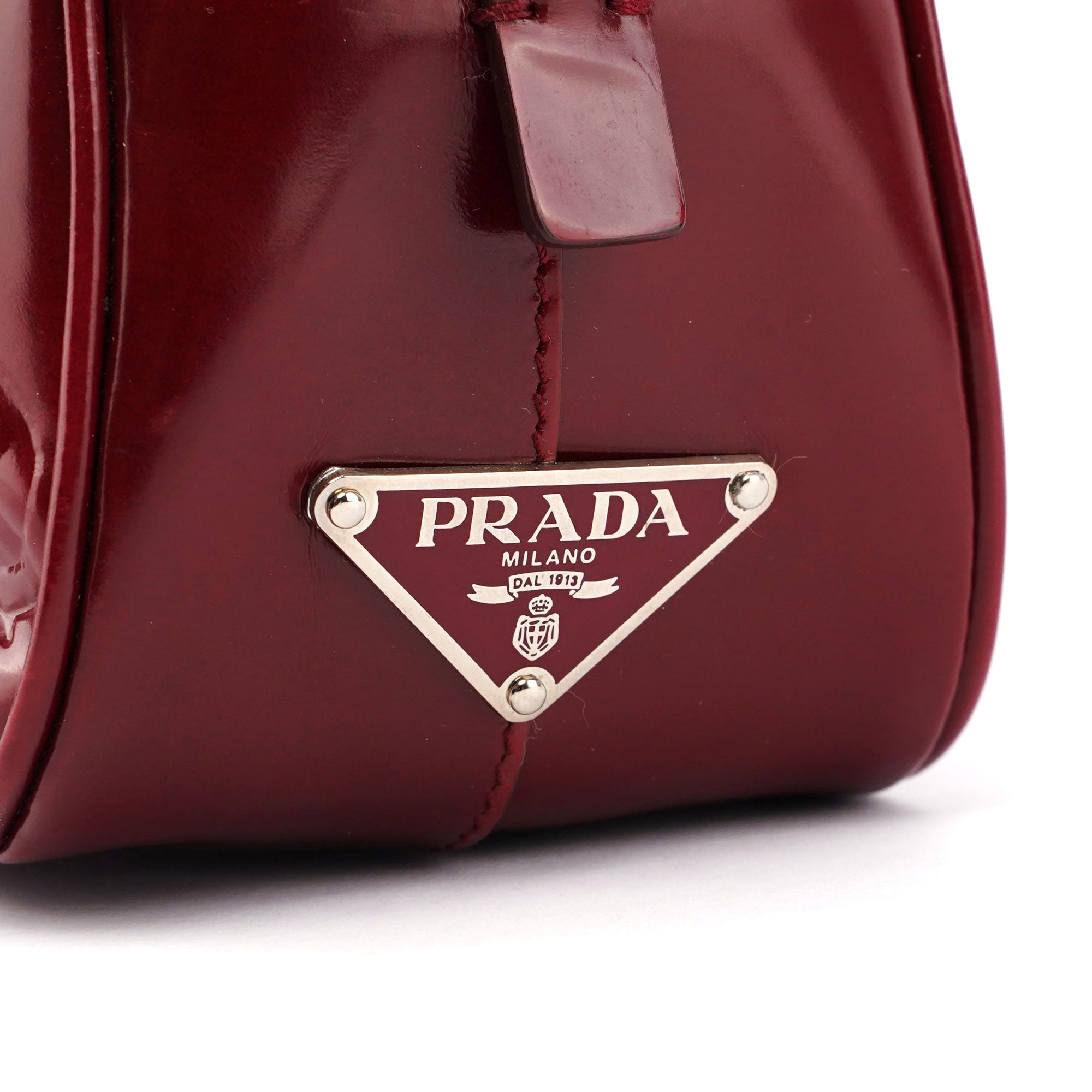5347. Prada Red Patent Leather Stamped Tote
