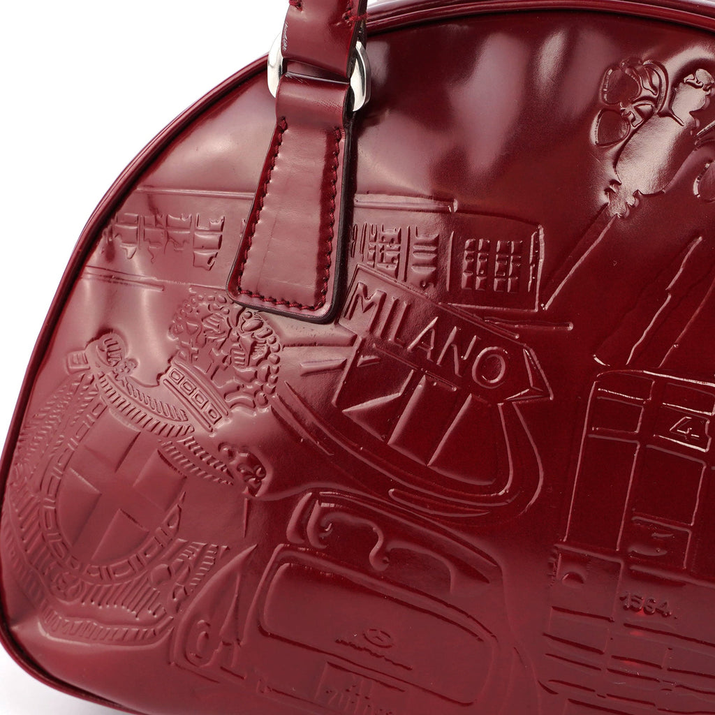 5347. Prada Red Patent Leather Stamped Tote