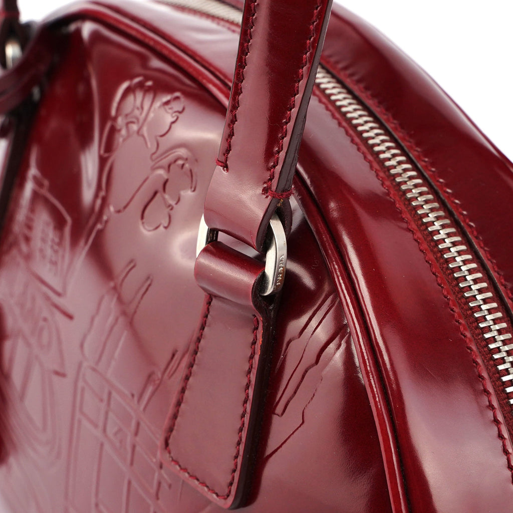 5347. Prada Red Patent Leather Stamped Tote