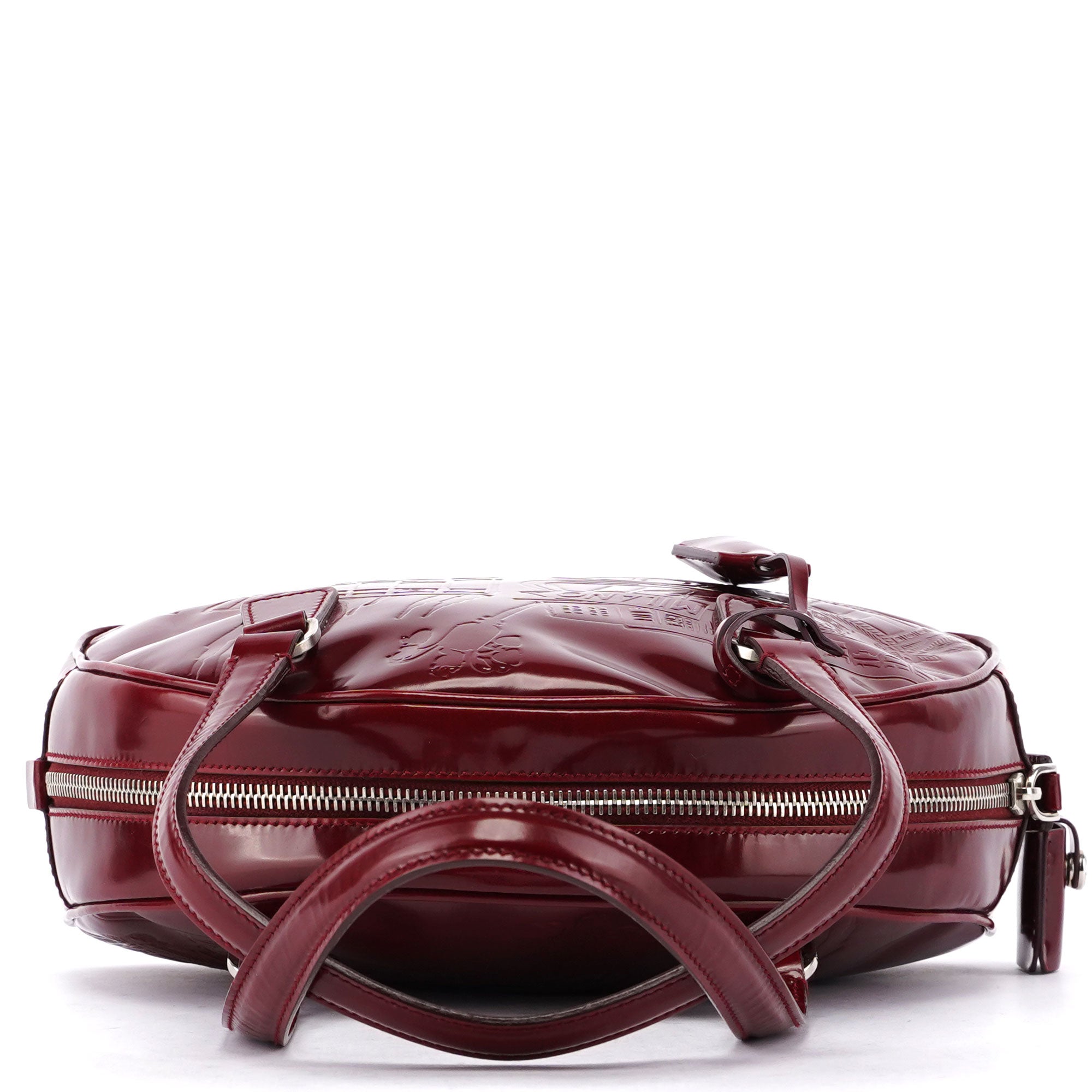 5347. Prada Red Patent Leather Stamped Tote