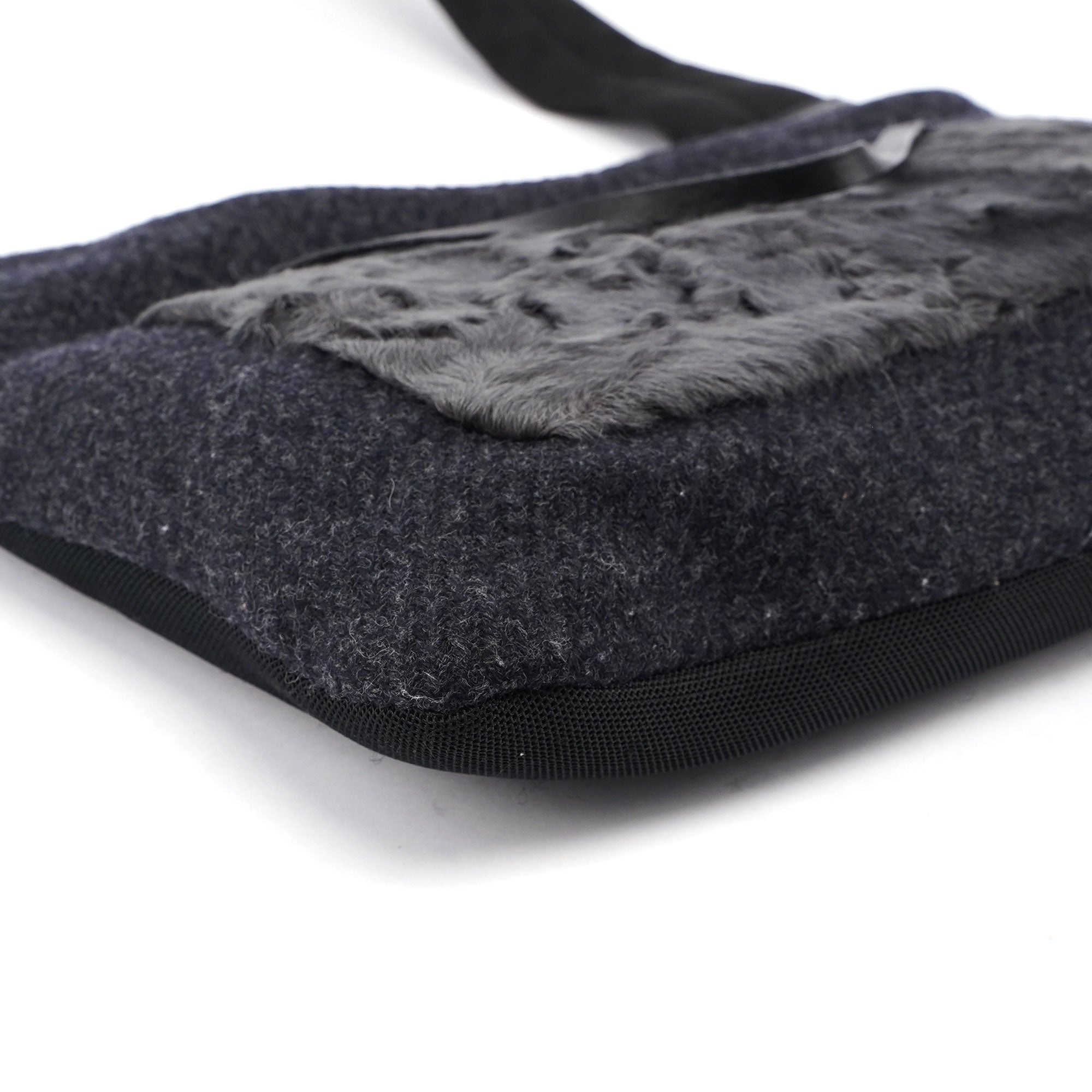 Anthracite Fur Wool Shoulder Bag