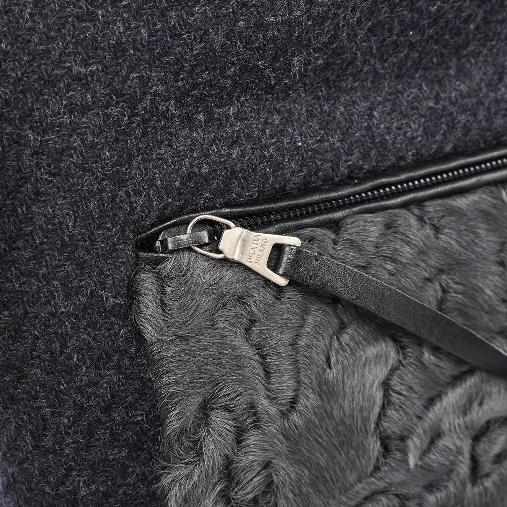 Anthracite Fur Wool Shoulder Bag
