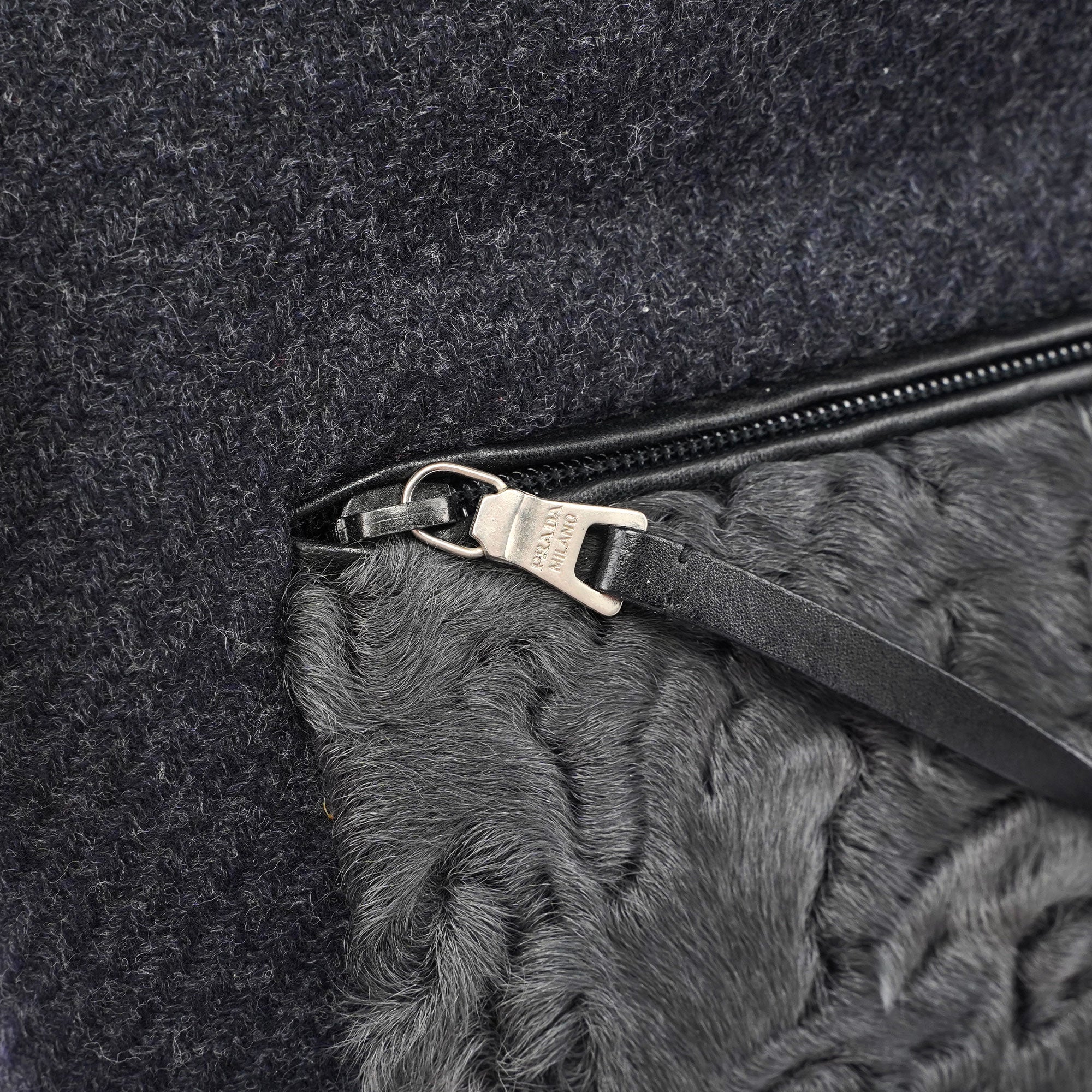 Anthracite Fur Wool Shoulder Bag