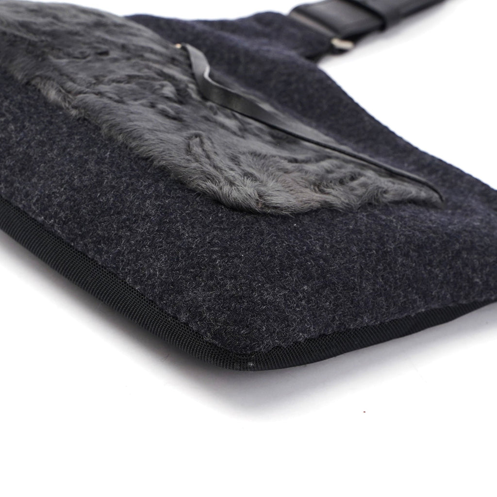 Anthracite Fur Wool Shoulder Bag