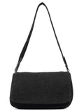 Anthracite Wool Hobo Shoulder Bag