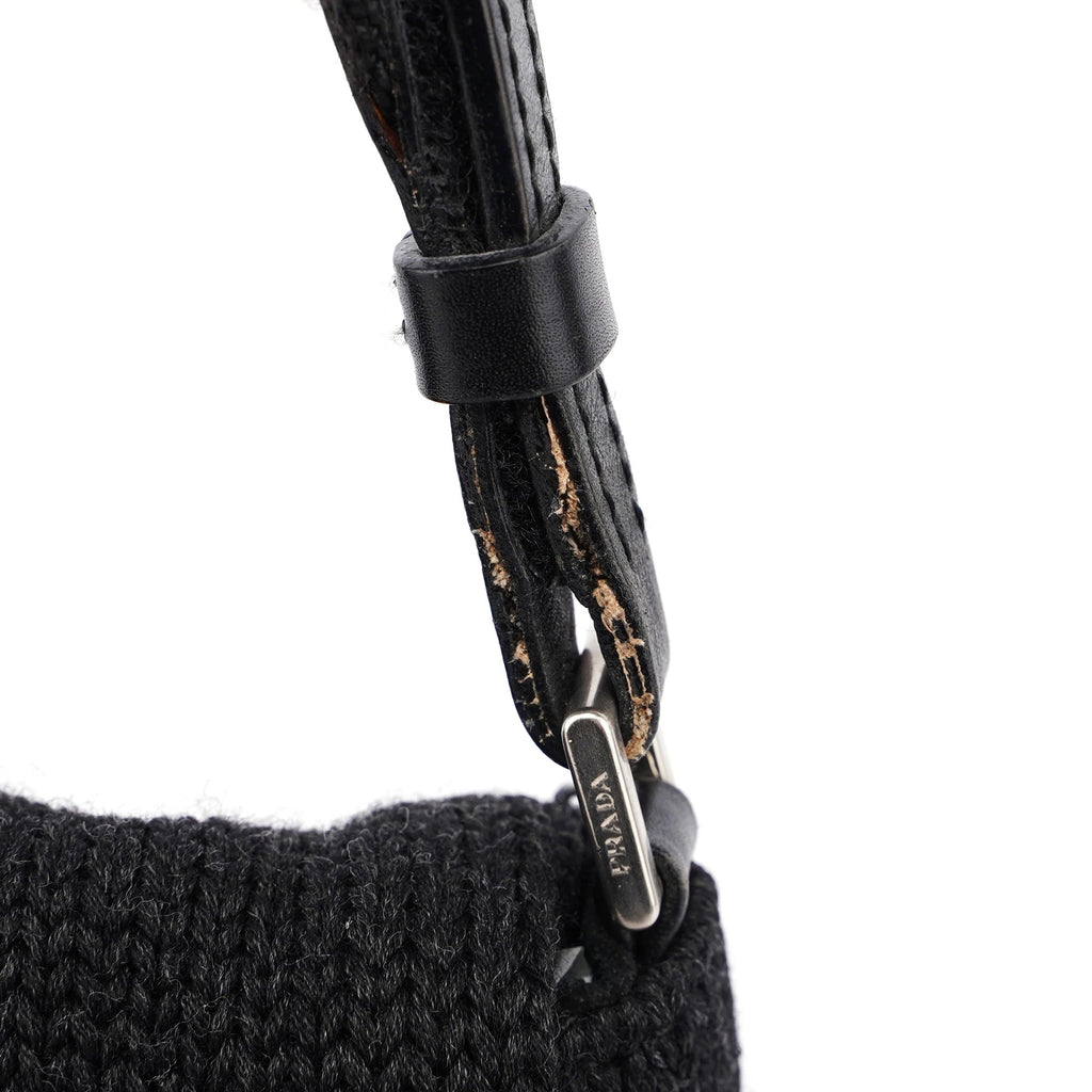 Anthracite Wool Hobo Shoulder Bag
