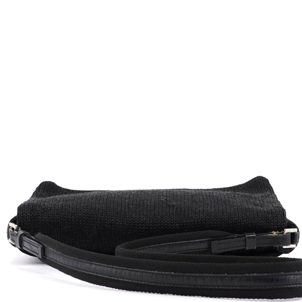 Anthracite Wool Hobo Shoulder Bag