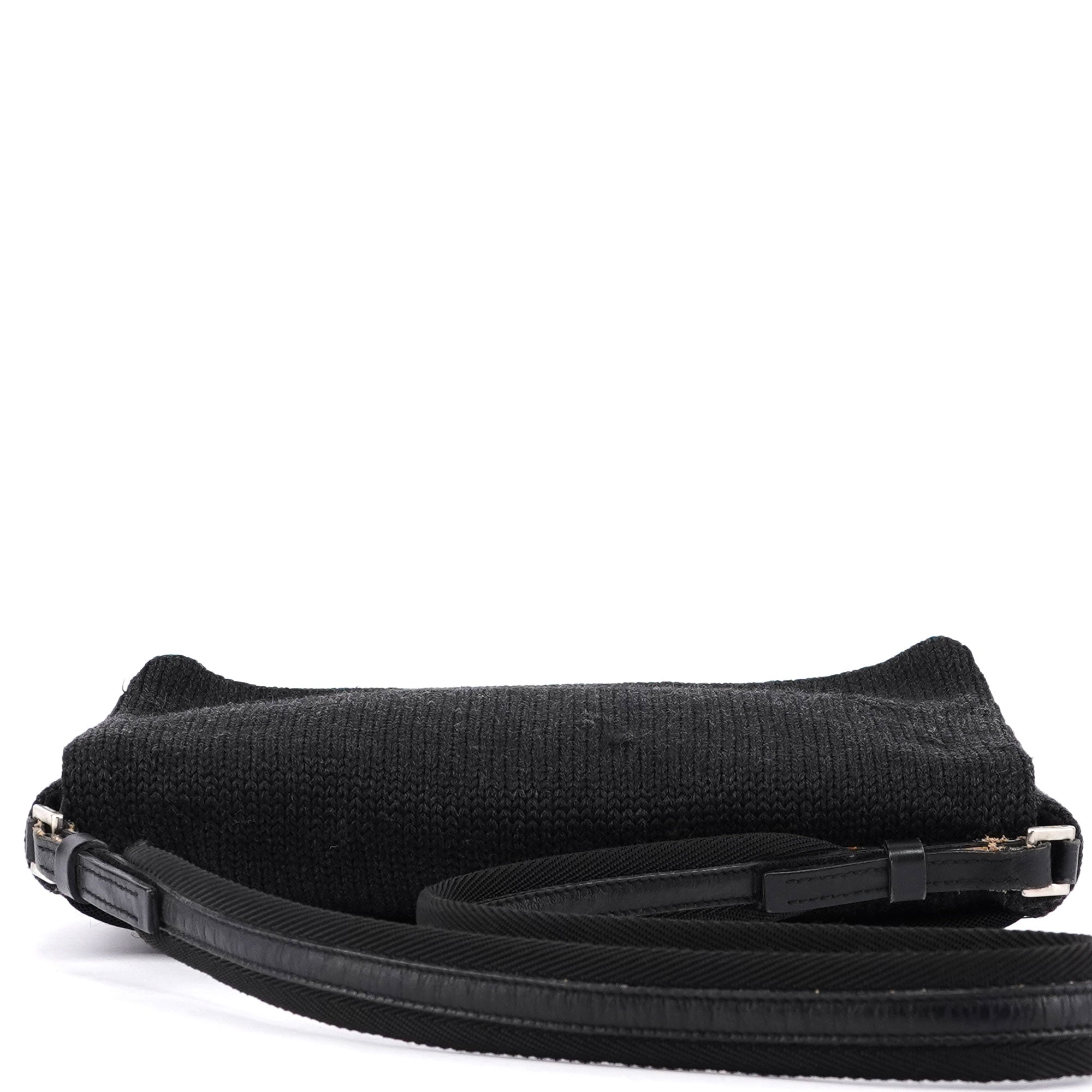 Anthracite Wool Hobo Shoulder Bag