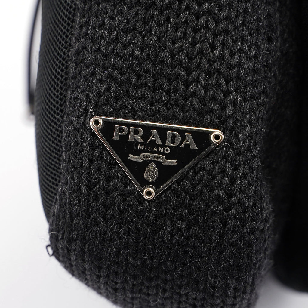 Anthracite Wool Hobo Shoulder Bag