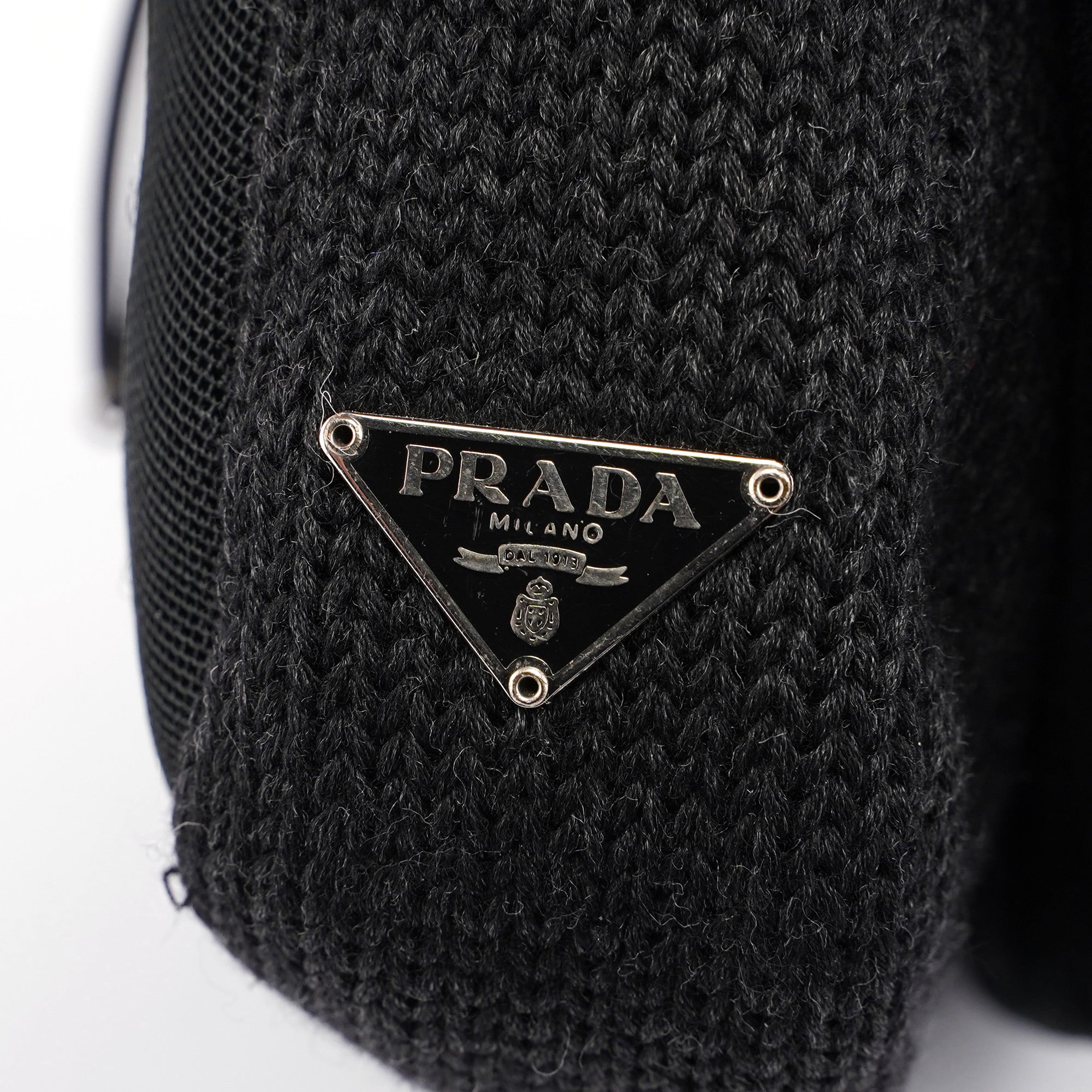 Anthracite Wool Hobo Shoulder Bag