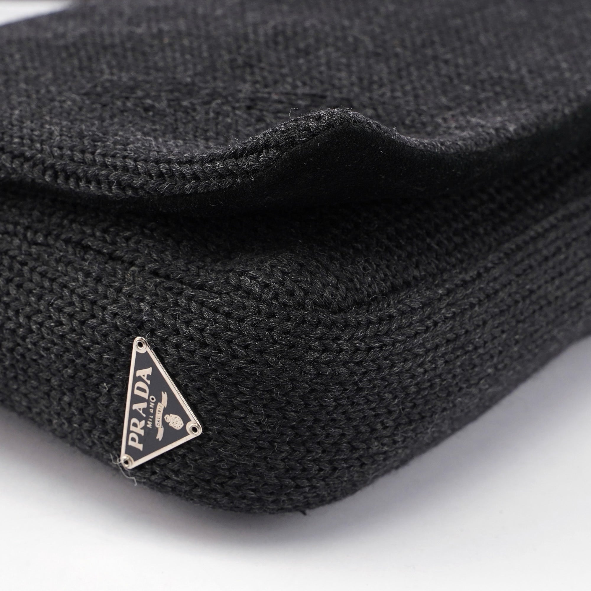 Anthracite Wool Hobo Shoulder Bag