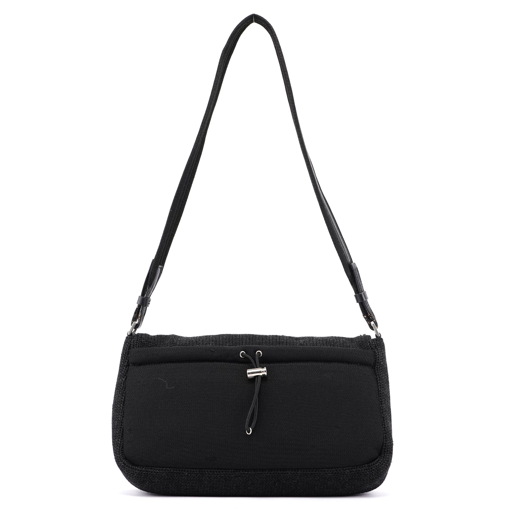 Anthracite Wool Hobo Shoulder Bag