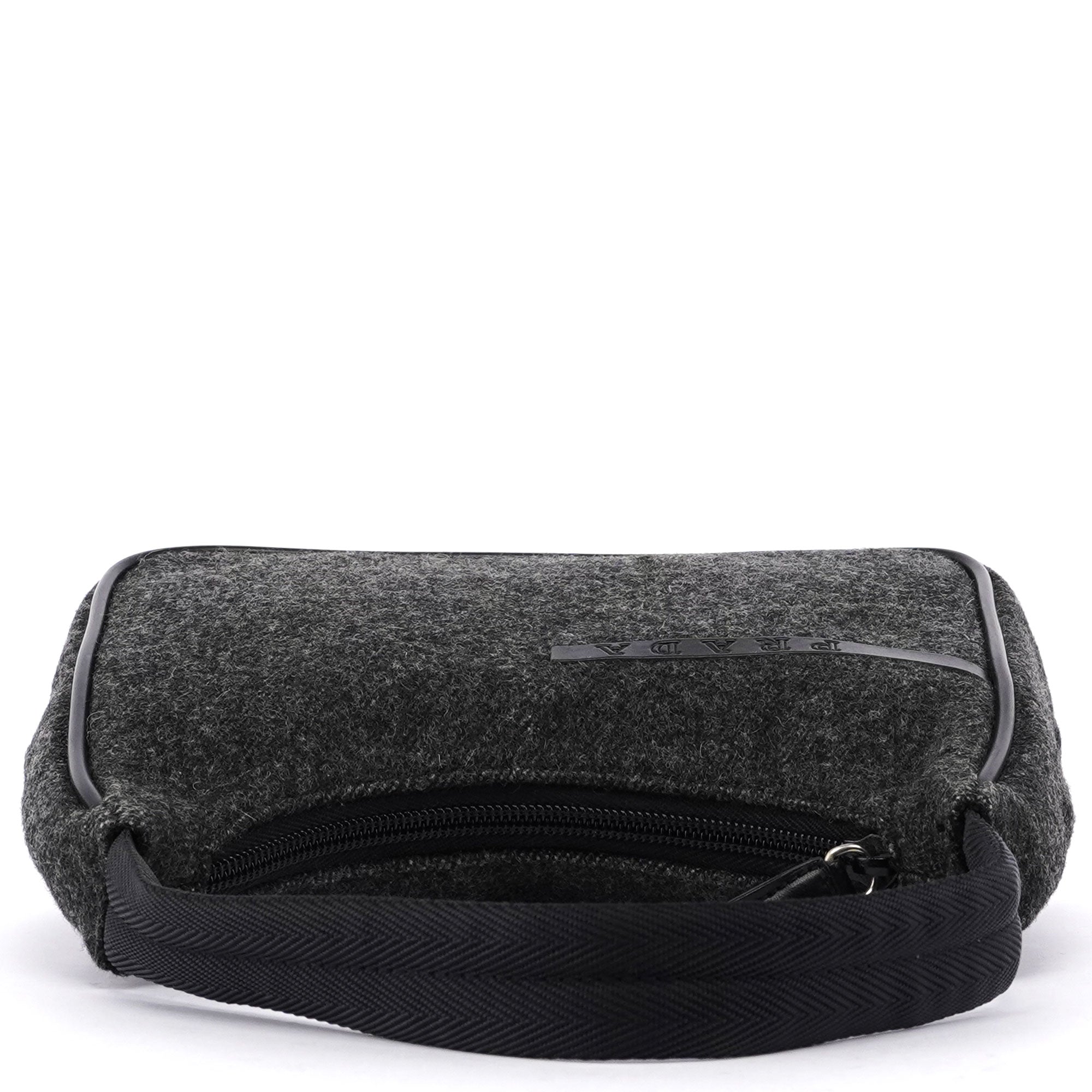 Anthracite Wool Mini Hobo Bag
