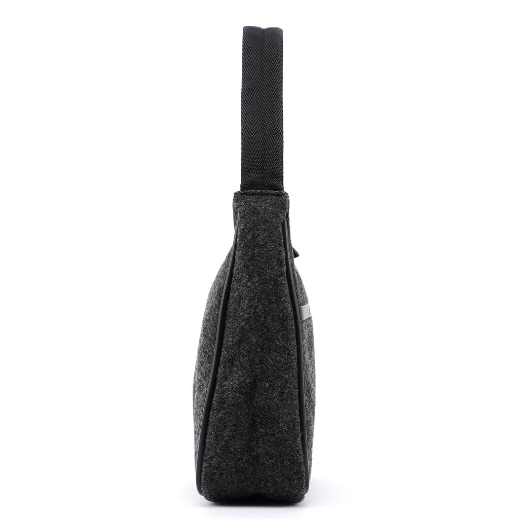 Anthracite Wool Mini Hobo Bag