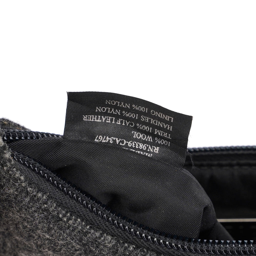 Anthracite Wool Mini Hobo Bag