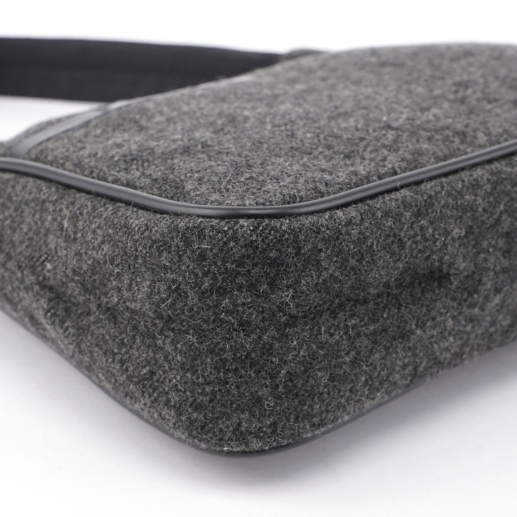 Anthracite Wool Mini Hobo Bag