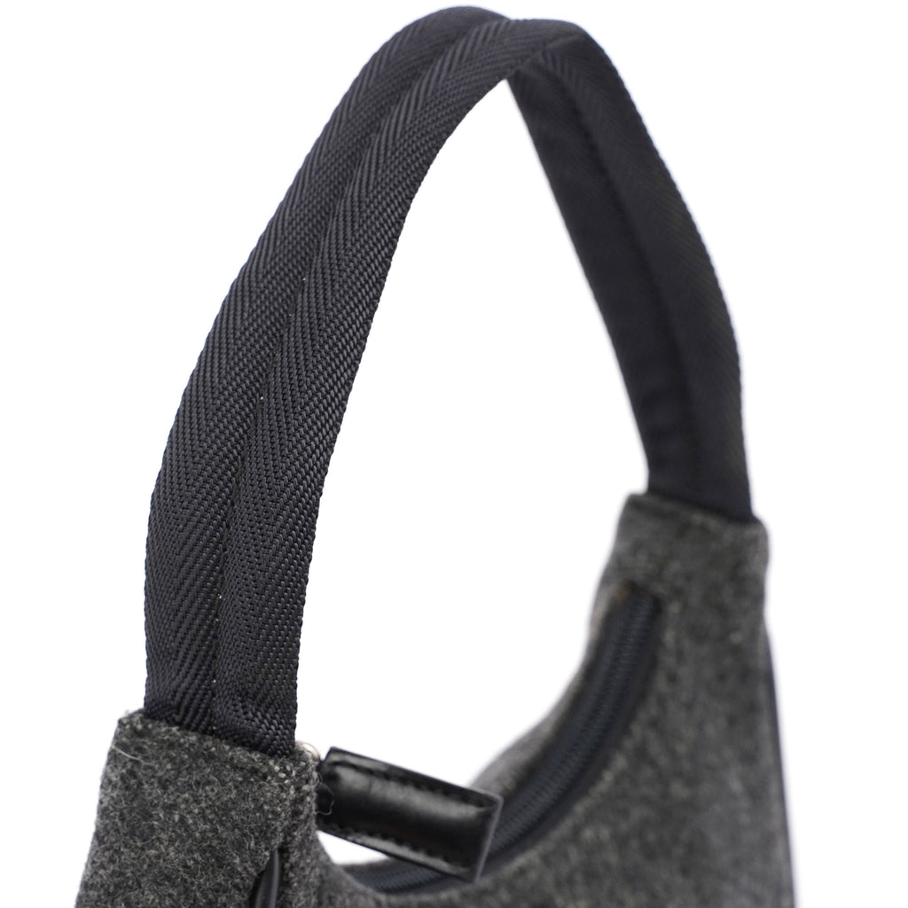 Anthracite Wool Mini Hobo Bag