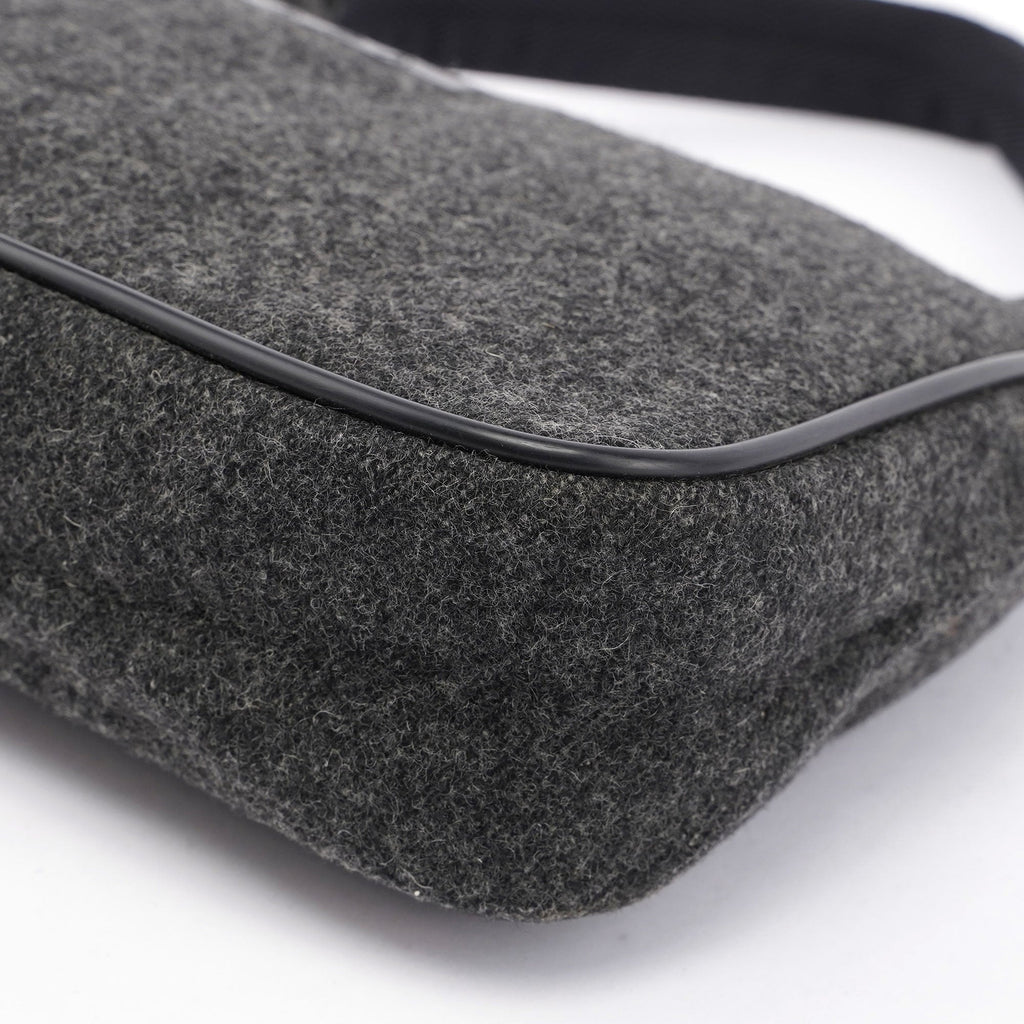 Anthracite Wool Mini Hobo Bag