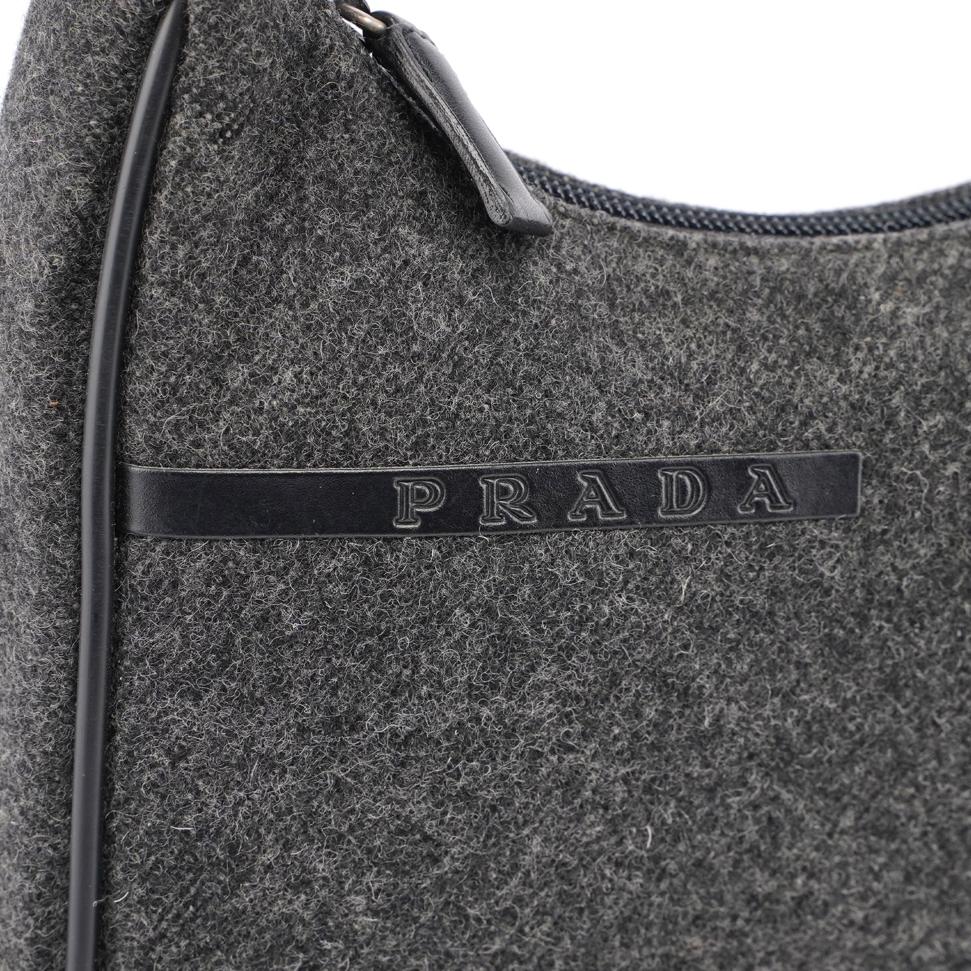 Anthracite Wool Mini Hobo Bag