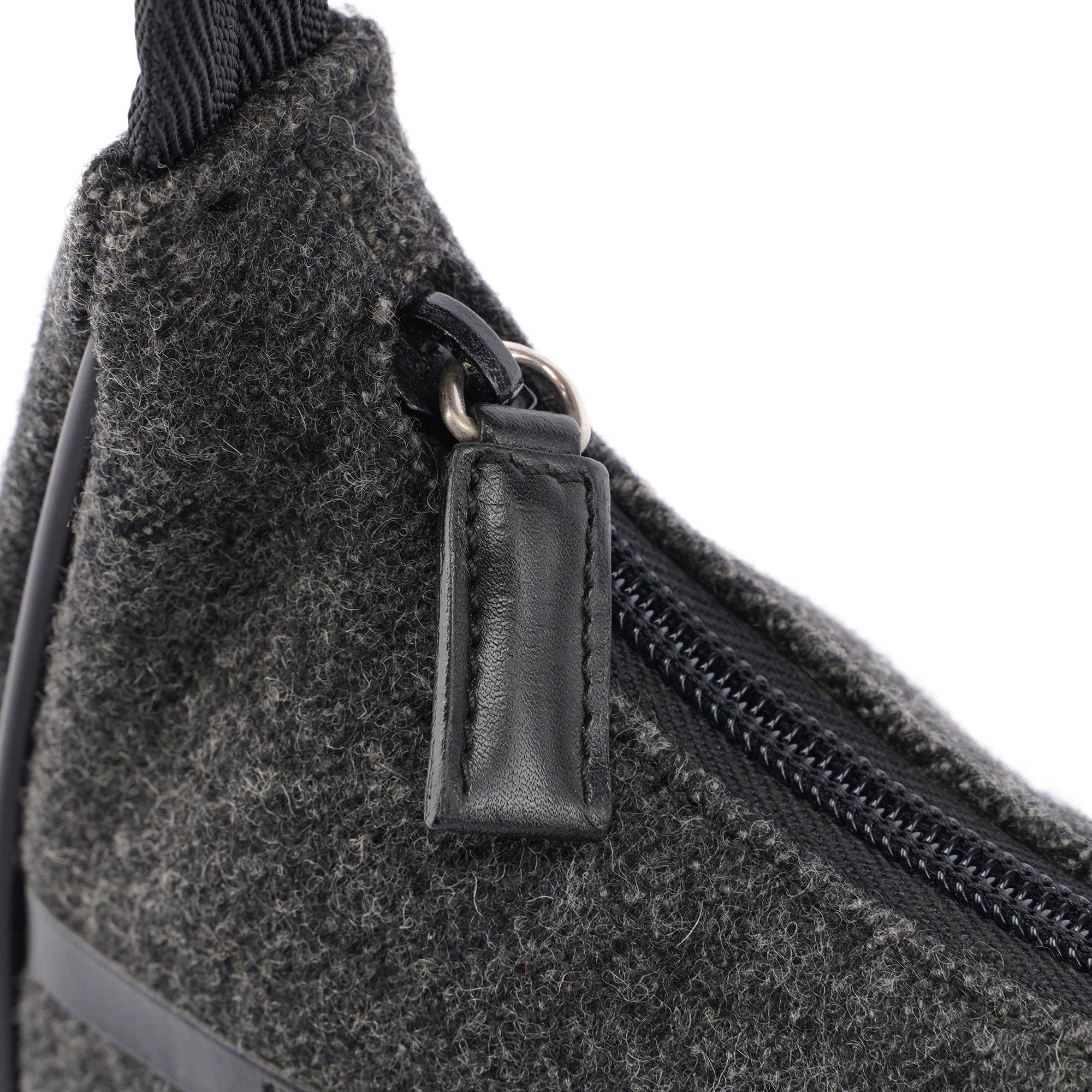 Anthracite Wool Mini Hobo Bag