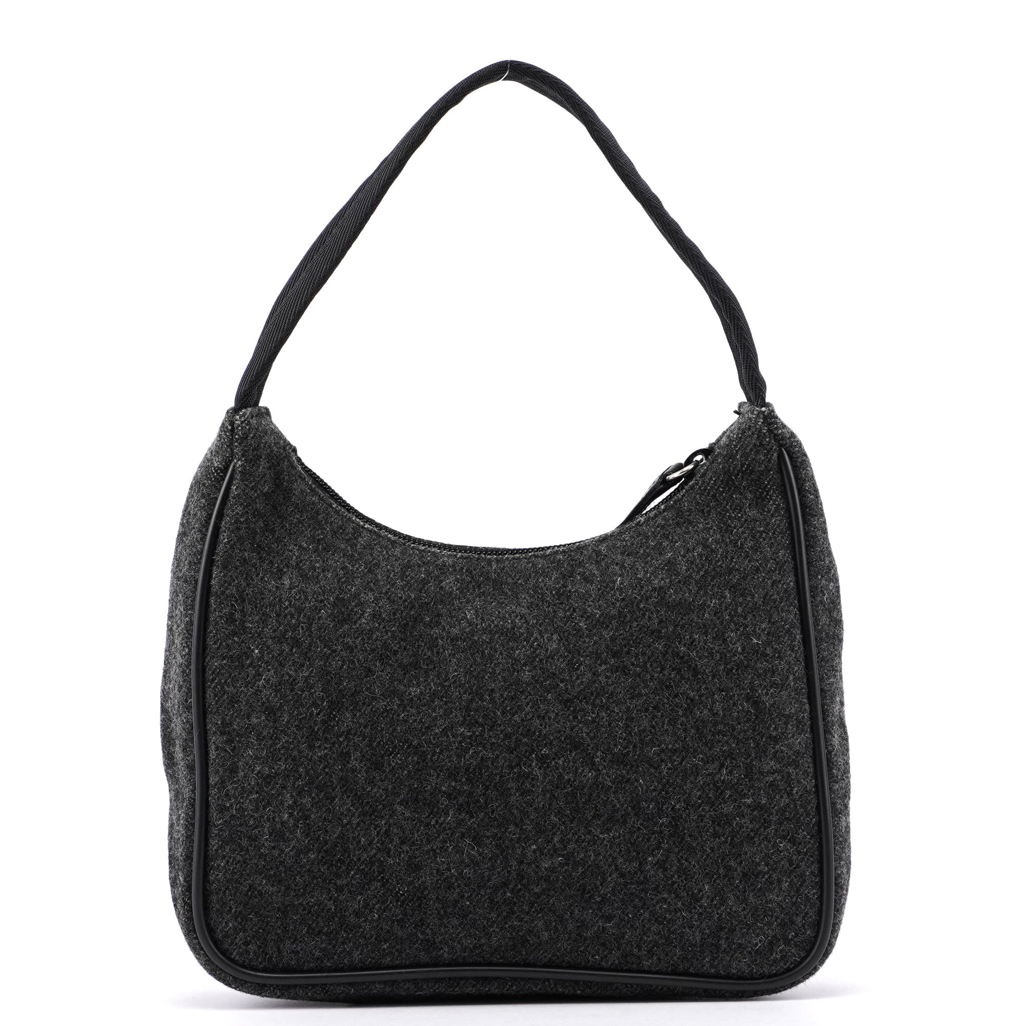Anthracite Wool Mini Hobo Bag