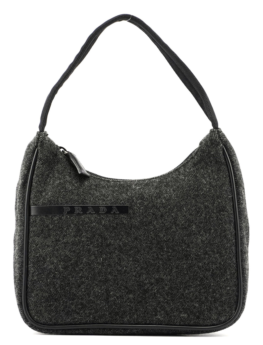Anthracite Wool Mini Hobo Bag
